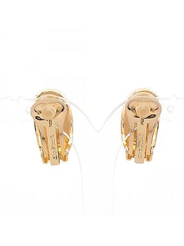 Christian Dior Christian Dior Earrings, Gold Plated (GP) Rhinestone Women's, Tone, Clear Tone (view 2)