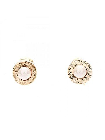 Christian Dior Christian Dior Earrings, Gold Plated (GP), Faux Pearl, Women's, Gold/White Tones (view 1)