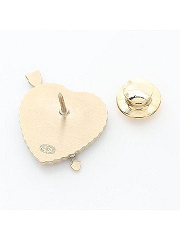 Chanel Chanel COCO Heart Pin Brooch Accessory, Gold Plated (GP), Faux Pearl, Women's, Red, Gold, White (view 2)