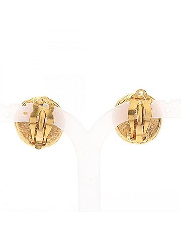 Chanel Chanel earrings, gold-plated (GP), faux pearl, women's, gold tone. (view 2)