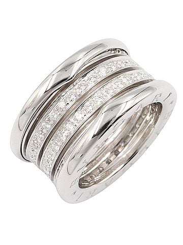 Bvlgari BVLGARI B-zero1 Ring, Diamond, 3-Band 18KWG (White Gold), Women's, Silver/Clear Tone (view 1)
