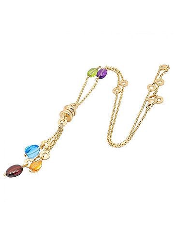 Bvlgari Bvlgari Bulgari B-zero1 Element Multistone Necklace, 18K (Yellow Gold), Women's, Multicolor Gold Tone (view 2)
