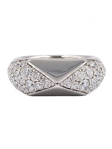 Prada Prada Signet Ring, Diamond 18K White Gold (18KWG), Women's, Silver Tone, Clear 1JA178 (view 2)