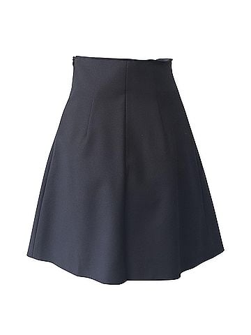 Maje Maje Button Front Pleated Skirt in Black Cotton  (view 2)