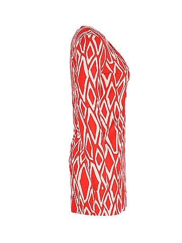 Diane von Furstenberg Diane Von Furstenberg Printed Mini Dress in Coral Red Silk  (view 2)
