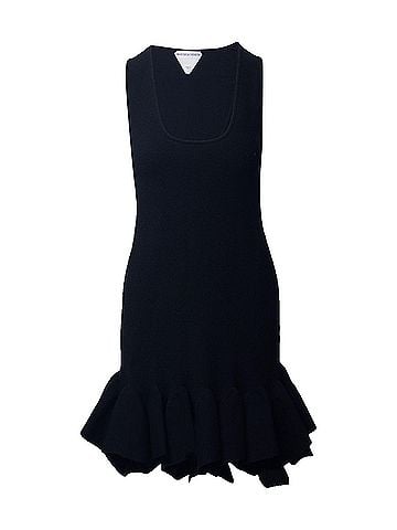 Bottega Veneta Bottega Veneta Fluted Dress in Black Wool (view 1)