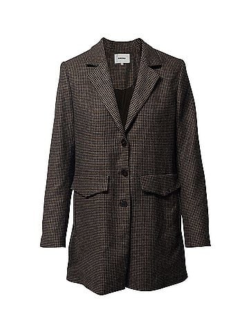 Nanushka Nanushka Houndstooth Print Oversized Blazer in Brown Polyester  (view 1)