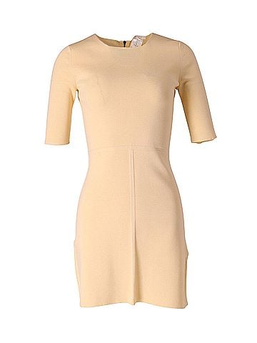 Chloé Chloe Crew Neck Mini Dress in Pastel Yellow Polyester (view 1)