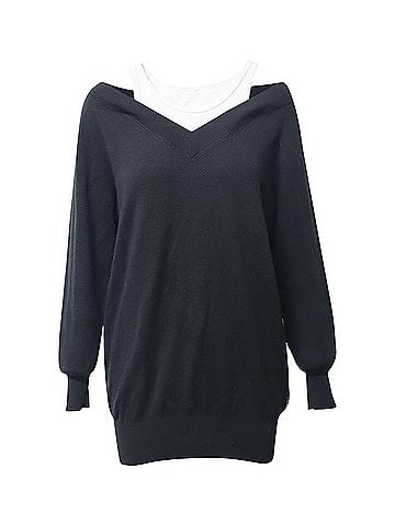 Alexander Wang Alexander Wang Layered Sweater Dress in Black Merino Wool (view 1)