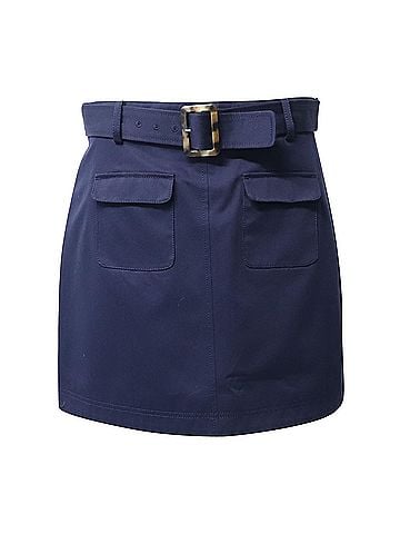 ALEXACHUNG Alexa Chung Patch Pocket Mini Skirt in Navy Blue Cotton (view 1)