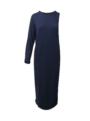 The Row The Row One Shoulder Dress in Navy Blue Wool (view 1)