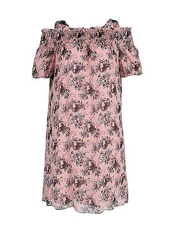 Moschino Boutique Moschino Off Shoulder Dress in Floral Print Silk (view 1)