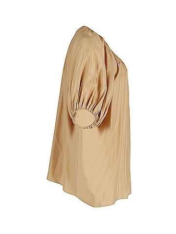 Joseph Joseph Sanko Peasant Blouse in Gold Habitoi Silk (view 2)