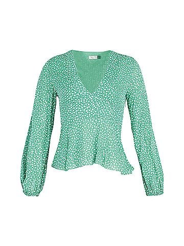Rixo London Rixo Bishop Sleeve Floral Print Top in Green Viscose  (view 1)