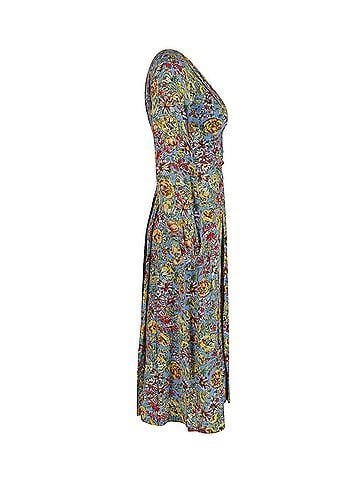 Rixo London Rixo V-Neck Long Sleeve Midi Dress in Floral Print Silk (view 2)
