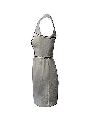 Sandro Sandro Paris Mesh Paneled Sheath Dress in Cream Polyester  (view 2)