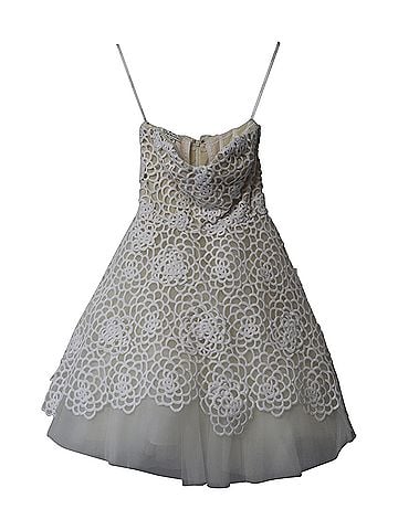 Oscar De La Renta Oscar De La Renta Bridal Laser Cut Short Balloon Tulle Dress in White Nylon Polyester (view 1)