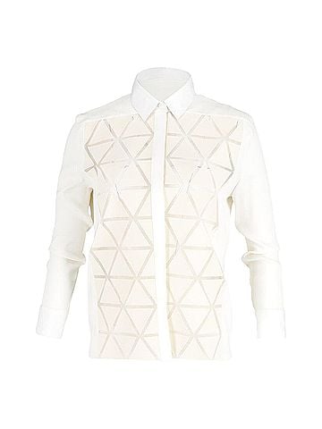 Victoria Beckham Victoria Beckham Geometric Button-Up Shirt in Cream Cotton  (view 1)