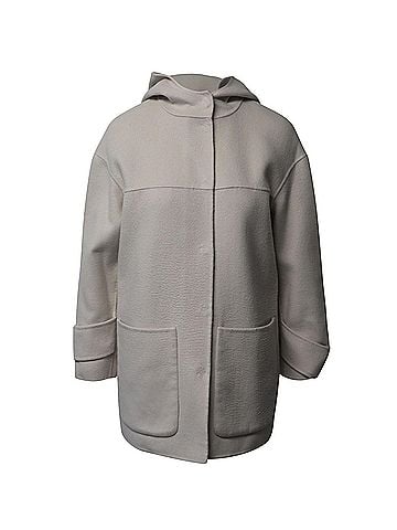 Pinko Pinko Hoodie Coat in Cream Polyester (view 1)