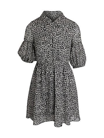 Pinko Pinko Puff Sleeve Mini Dress in Animal Print Polyester (view 1)