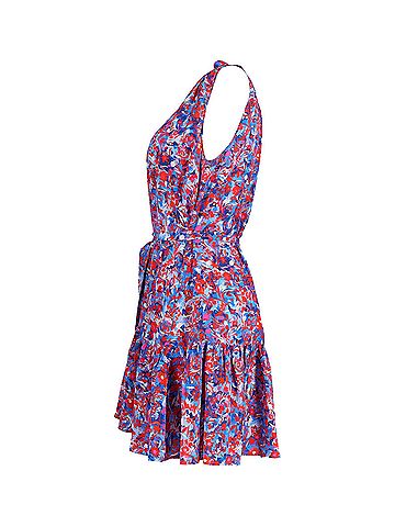 Saloni Saloni Tilly Belted Sleeveless Mini Dress in Multicolor Silk (view 2)