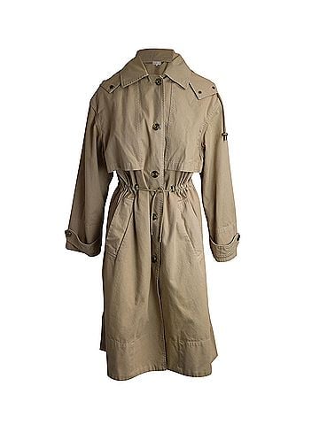 Michael Kors Michael Michael Kors Hooded Trench Coat in Beige Cotton (view 1)