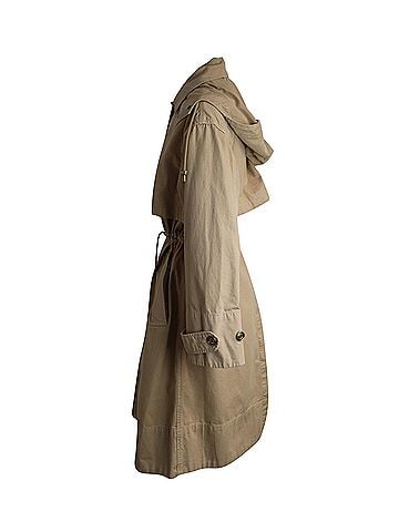 Michael Kors Michael Michael Kors Hooded Trench Coat in Beige Cotton (view 2)