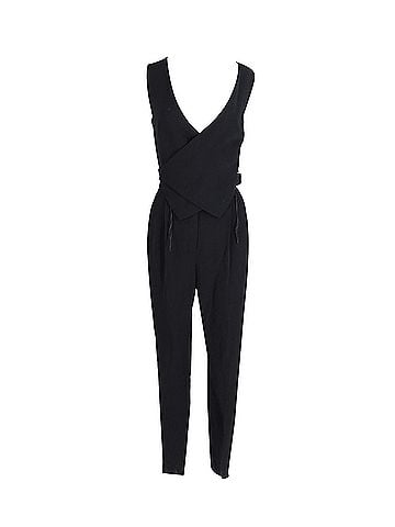 Lanvin Lanvin Crepe Wrap Waistcoat Bodice Detail Tapered Jumpsuit in Black Viscose (view 1)