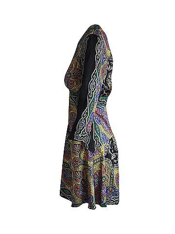 Sandro Sandro Rayan V-Neck Printed Mini Dress in Multicolor Polyester (view 2)