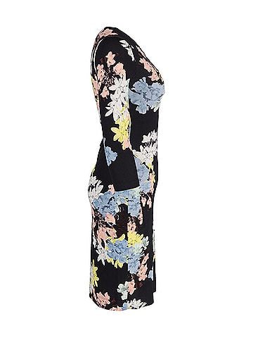 Erdem Erdem Floral Jersey Midi Dress in Black Cotton (view 2)