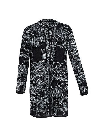 Missoni Missoni Knitted Midi Coat in Blue and Black Cotton (view 1)