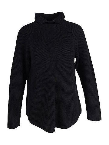 Theory Theory High Collar Ribbed Sweater in Black Cashmere (view 1)