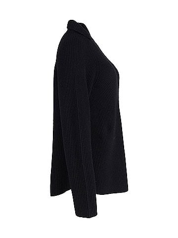 Theory Theory High Collar Ribbed Sweater in Black Cashmere (view 2)