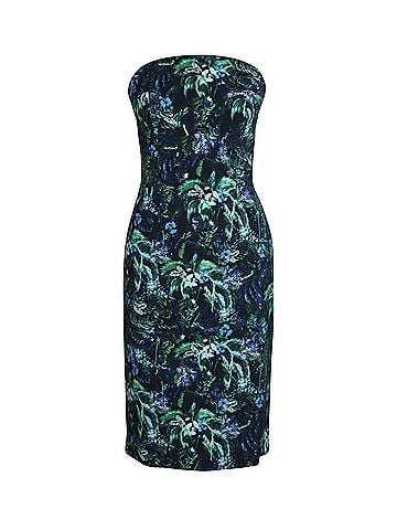 Erdem Erdem Strapless Tree-Print Midi Dress in Multicolor Viscose (view 1)