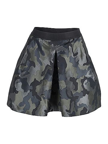 Pinko Pinko Camou Pleated Mini Skirt in Olive Green Polyester (view 1)