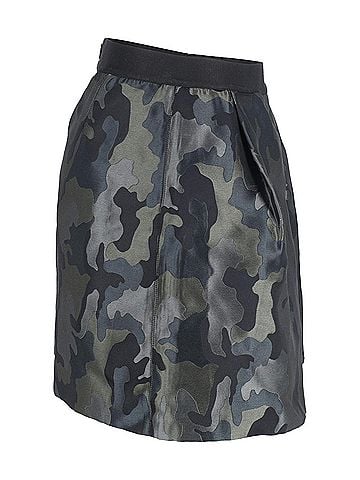 Pinko Pinko Camou Pleated Mini Skirt in Olive Green Polyester (view 2)