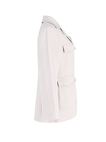 MARNI Marni Spread Collar Flap Pocket Jacket in Off White Wool Polyester Blend (view 2)