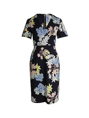 Erdem Erdem Lucinda Floral Print Sheath Dress in Multicolor Polyester (view 1)