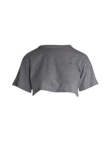 Alexander Wang Alexander Wang Cropped T-Shirt in Grey Cotton (view 1)