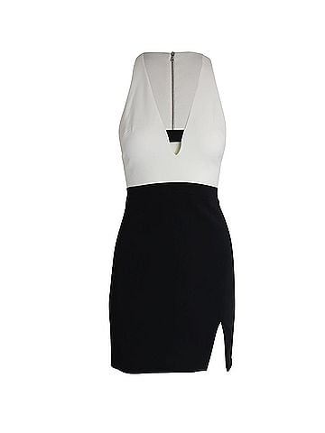 David Koma David Koma Sleeveless Mini Dress in Black and White Acetate (view 1)