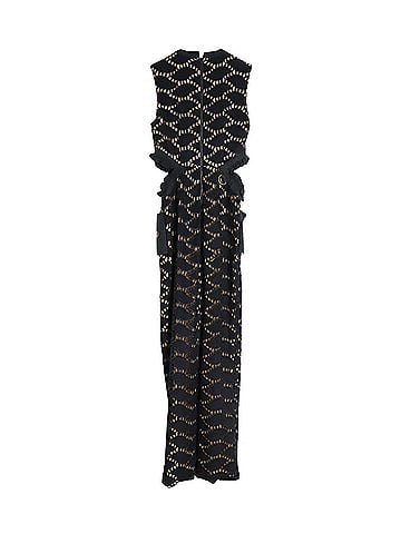 Self-Portrait Self-Portrait Cutwork Embroidered Jumpsuit In Black Polyester (view 2)