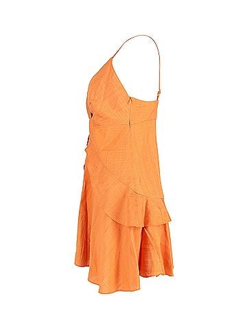Sandro Sandro Sleeveless Ruffled Dress in Orange Cotton (view 2)