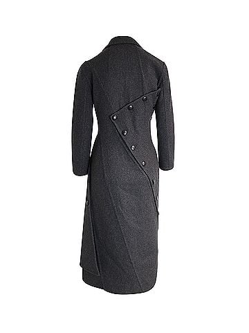 Céline Celine Asymmetric Button-Detailed Coat in Grey Wool (view 2)