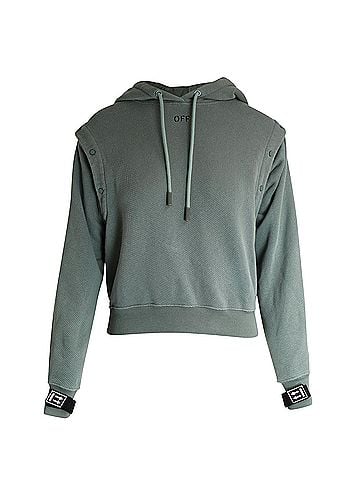 OFF-WHITE Off-White Hoodie Detachable-Sleeves Hooded Sweater in Khaki Cotton (view 1)