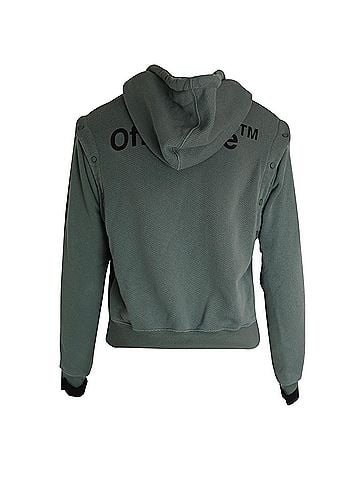 OFF-WHITE Off-White Hoodie Detachable-Sleeves Hooded Sweater in Khaki Cotton (view 2)