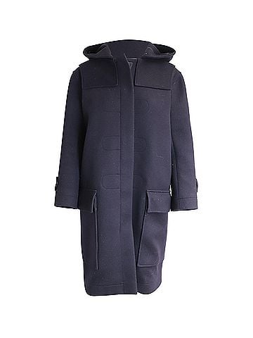 Céline Celine Hooded Coat in Navy Blue Lana Vergine (view 1)