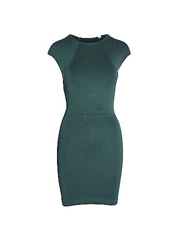 Alexander Wang Alexander Wang Cap Sleeve Bodycon Dress in Green Viscose (view 1)