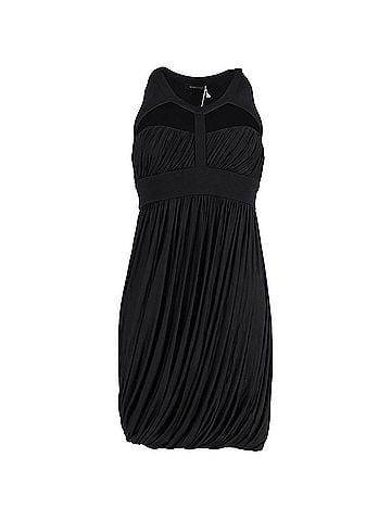 Versace Versace Harness Neckline Gathered Mini Dress in Black Viscose (view 1)