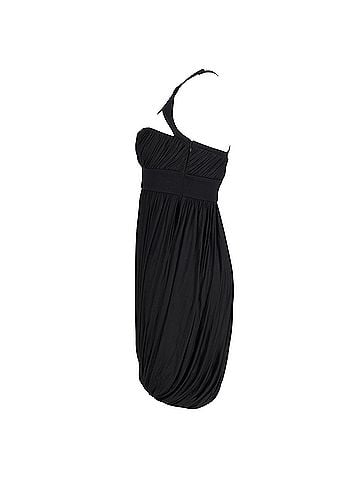 Versace Versace Harness Neckline Gathered Mini Dress in Black Viscose (view 2)