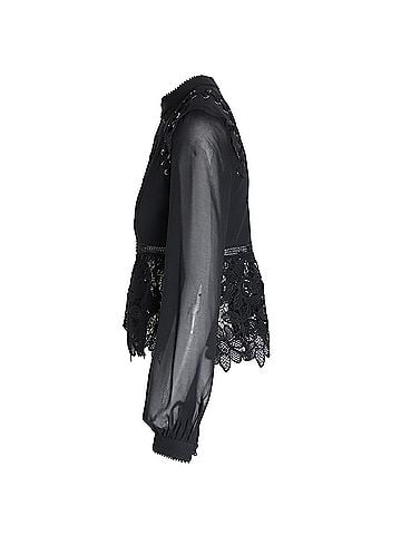 Self-Portrait Self-Portrait Sheer Top in Black Polyester (view 2)